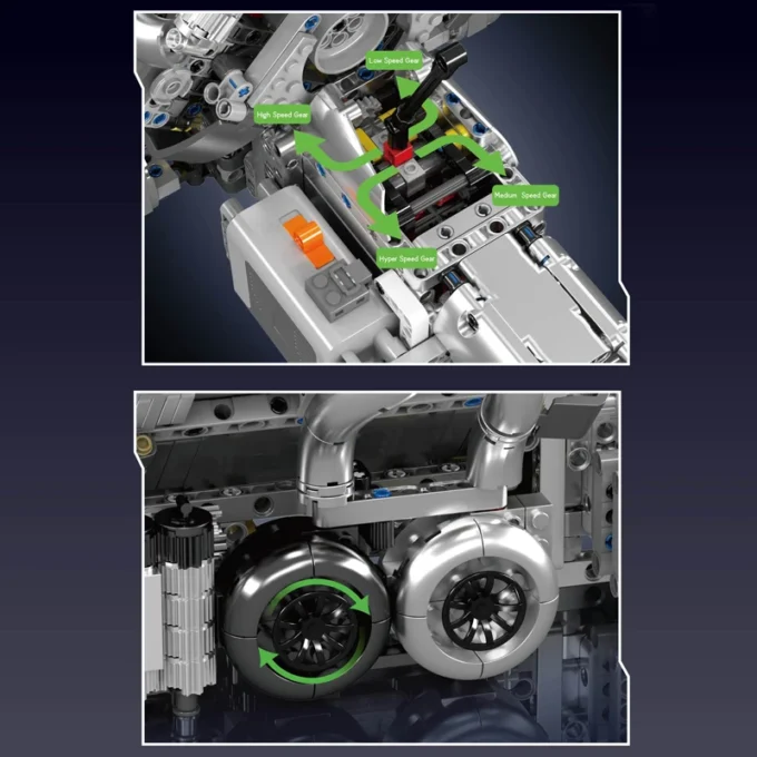 Mould King 10201 Motorised Hypercar W16 Engine & Gearbox Building Set - 2,024 Pcs - Image 5