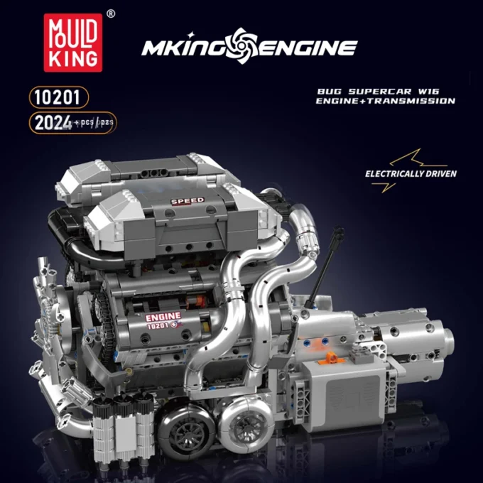 Mould King 10201 Motorised Hypercar W16 Engine & Gearbox Building Set - 2,024 Pcs - Image 3