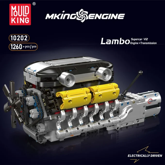 Mould King 10202 Motorised Lambo V12 Engine & Gearbox Building Set - 1,260 Pcs - Image 3