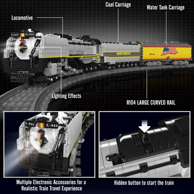 Mould King 12031 Union Pacific 844 Steam Locomotive Building Set - 3,357 Pcs - Image 3